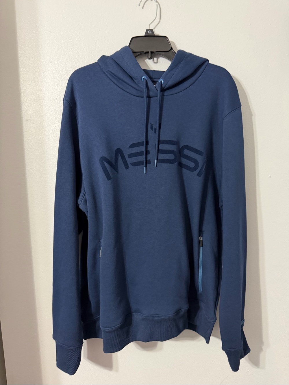 MESSI Collection Mens Long Sleeve Fleece Active Hoodie XL Navy Blue